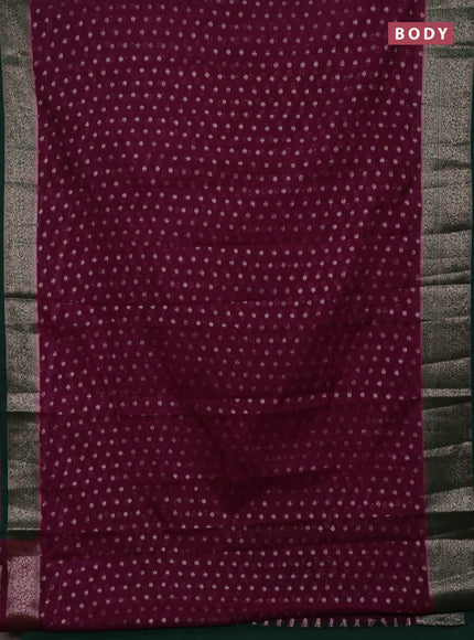 Wine & Green Semi Chiniya Silk Saree