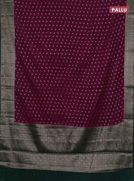 Wine & Green Semi Chiniya Silk Saree