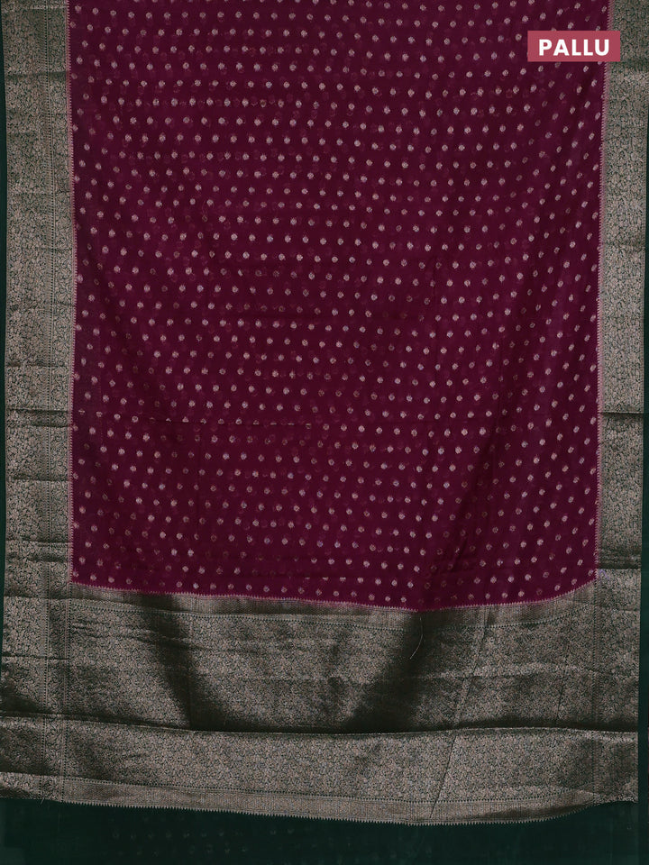 Wine & Green Semi Chiniya Silk Saree