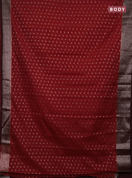 Rustic Orange & Maroon Semi Chiniya Silk Saree