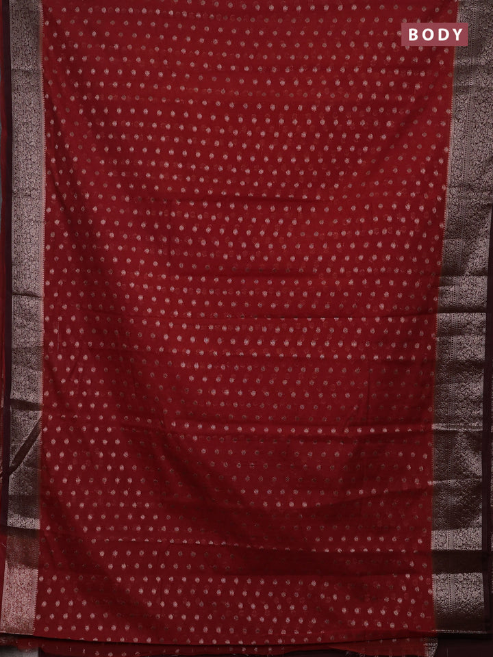 Rustic Orange & Maroon Semi Chiniya Silk Saree