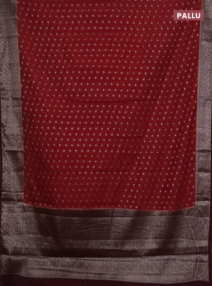 Rustic Orange & Maroon Semi Chiniya Silk Saree