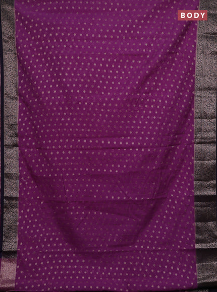 Purple & Navy Blue Semi Chiniya Silk Saree