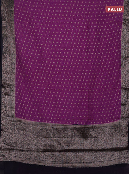 Purple & Navy Blue Semi Chiniya Silk Saree