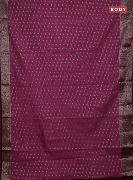 Mauve Pink & Wine Semi Chiniya Silk Saree