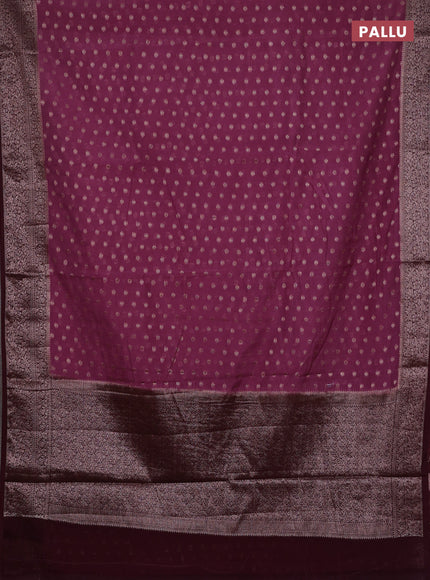 Mauve Pink & Wine Semi Chiniya Silk Saree
