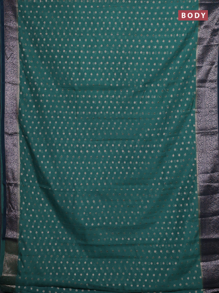 Teal Green & Peacock Green Semi Chiniya Silk Saree