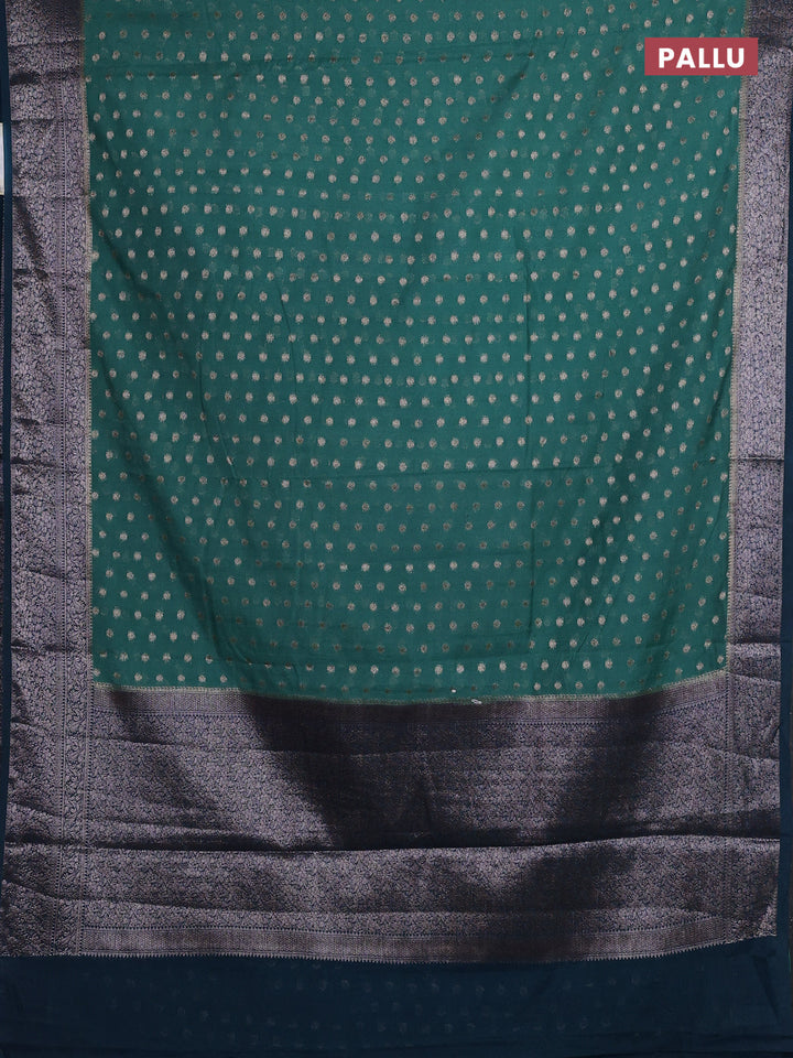 Teal Green & Peacock Green Semi Chiniya Silk Saree
