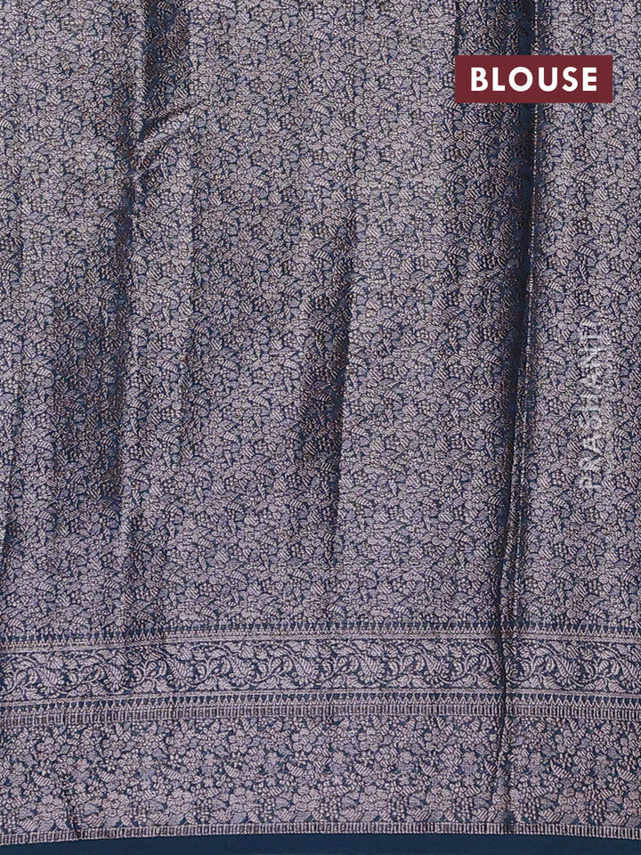 Teal Green & Peacock Green Semi Chiniya Silk Saree