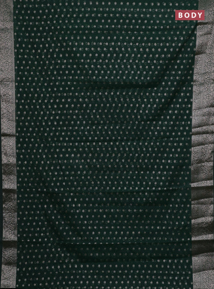 Bottle Green Semi Chiniya Silk Saree
