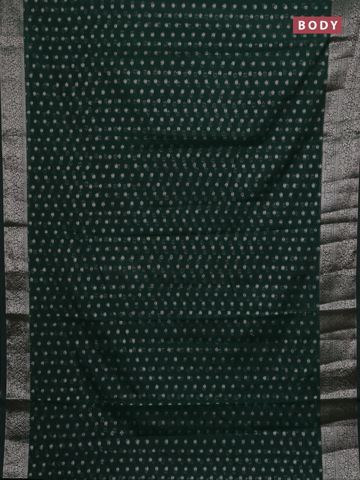 Bottle Green Semi Chiniya Silk Saree