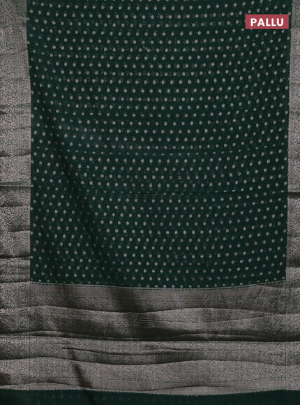 Bottle Green Semi Chiniya Silk Saree