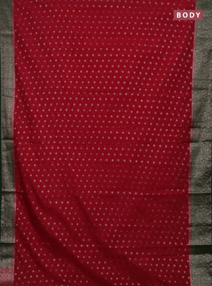 Red & Green Semi Chiniya Silk Saree