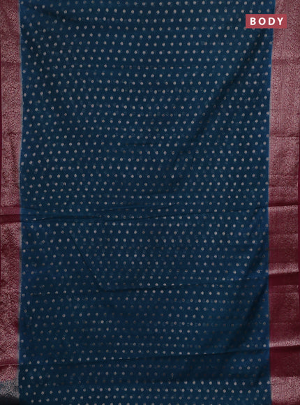 Peacock Green & Magenta Pink Semi Chiniya Silk Saree