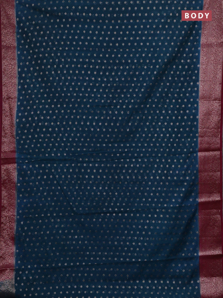 Peacock Green & Magenta Pink Semi Chiniya Silk Saree