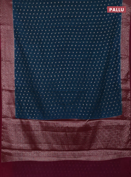 Peacock Green & Magenta Pink Semi Chiniya Silk Saree