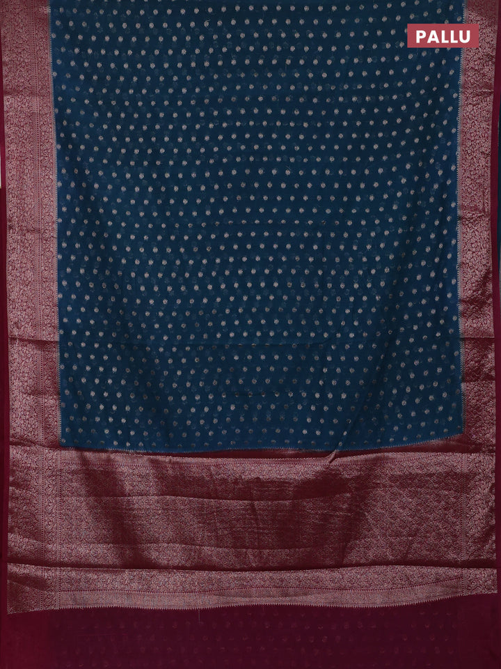 Peacock Green & Magenta Pink Semi Chiniya Silk Saree