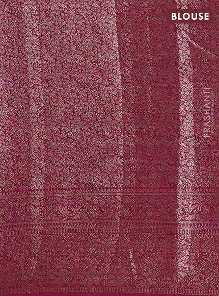Peacock Green & Magenta Pink Semi Chiniya Silk Saree