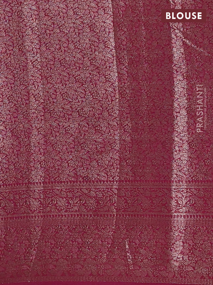 Peacock Green & Magenta Pink Semi Chiniya Silk Saree
