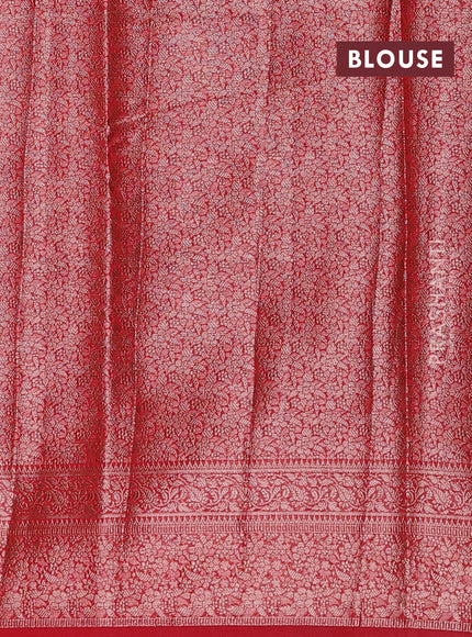 Navy Blue & Red Semi Chiniya Silk Saree