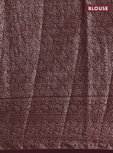 Mustard Green & Brown Semi Chiniya Silk Saree