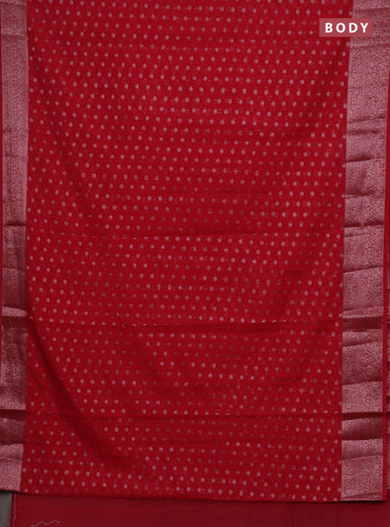 Red Semi Chiniya Silk Saree