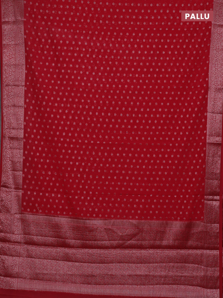 Red Semi Chiniya Silk Saree