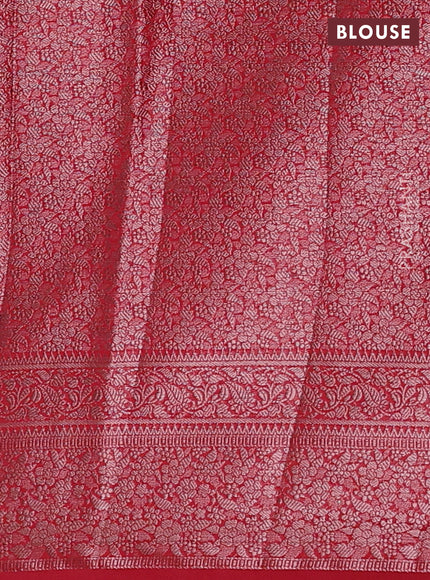 Red Semi Chiniya Silk Saree