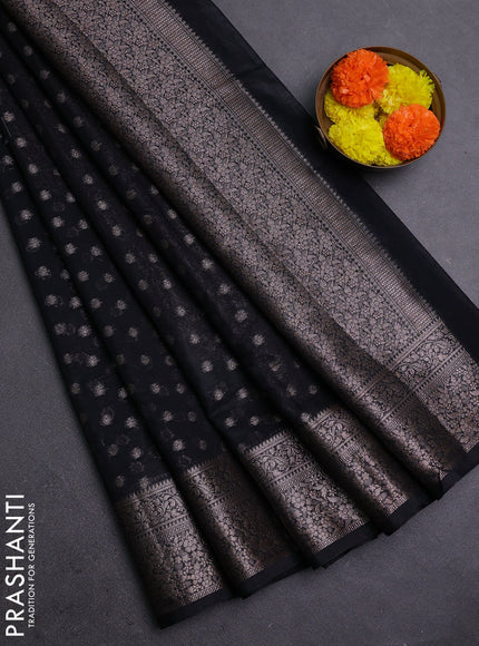 Black Semi Chiniya Silk Saree