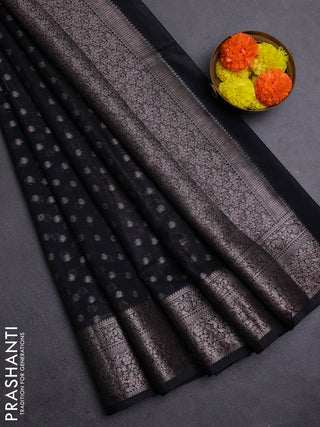Black Semi Chiniya Silk Saree