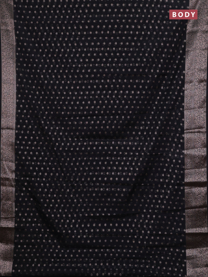 Black Semi Chiniya Silk Saree