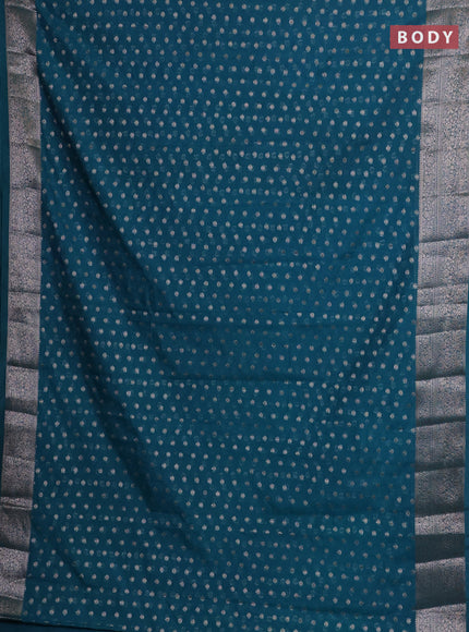Teal Green Semi Chiniya Silk Saree