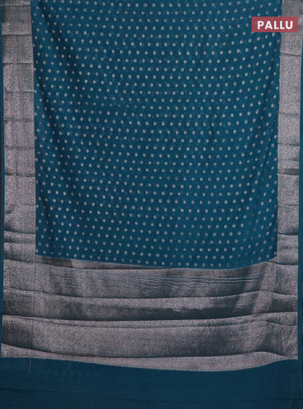 Teal Green Semi Chiniya Silk Saree