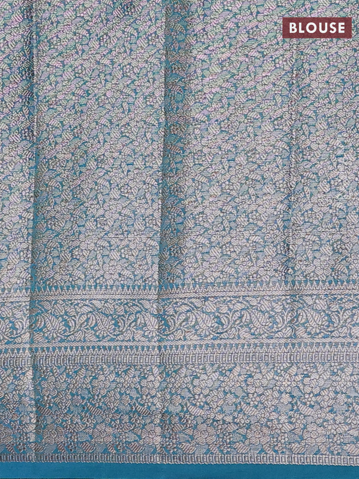 Teal Green Semi Chiniya Silk Saree