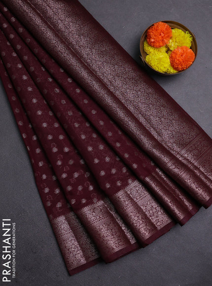 Wine Semi Chiniya Silk Saree
