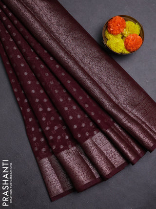 Wine Semi Chiniya Silk Saree