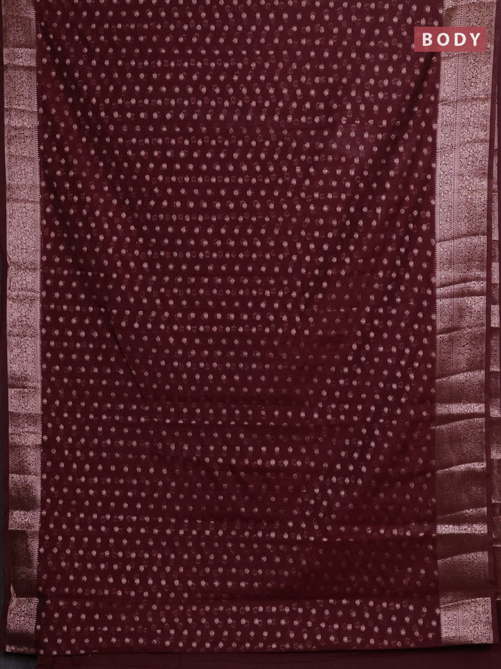 Wine Semi Chiniya Silk Saree