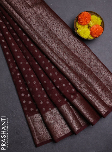 Coffee Brown Semi Chiniya Silk Saree