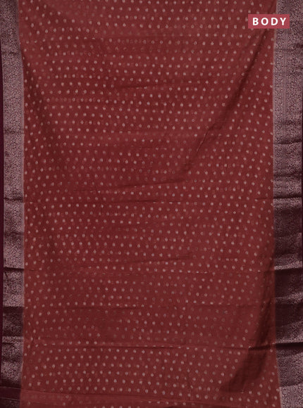 Pastel Brown & Wine Semi Chiniya Silk Saree
