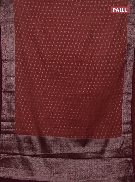 Pastel Brown & Wine Semi Chiniya Silk Saree