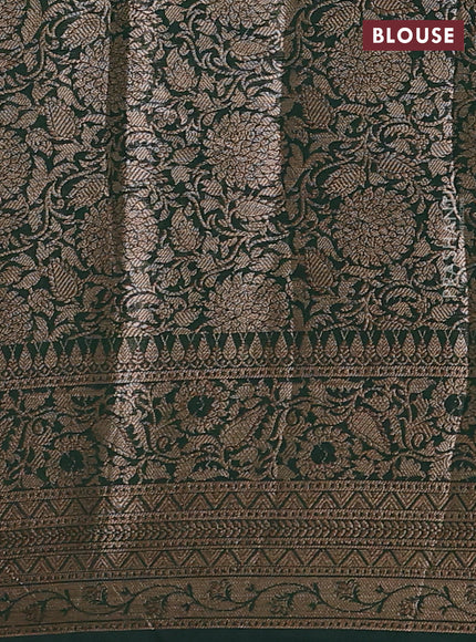 Pink & Bottle Green Semi Chiniya Silk Saree