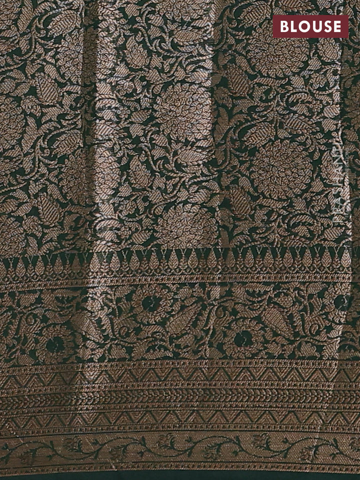 Pink & Bottle Green Semi Chiniya Silk Saree