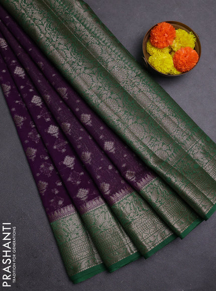 Violet & Green Semi Chiniya Silk Saree