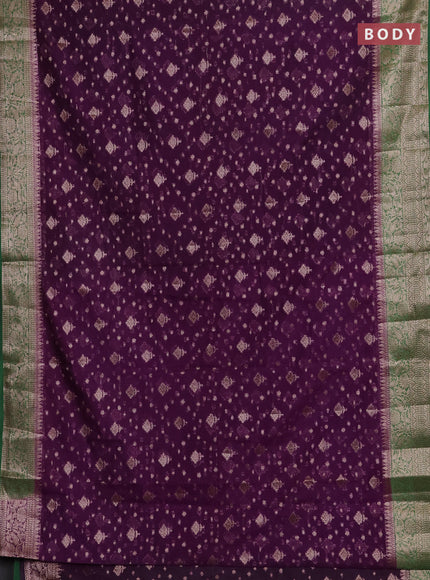 Violet & Green Semi Chiniya Silk Saree