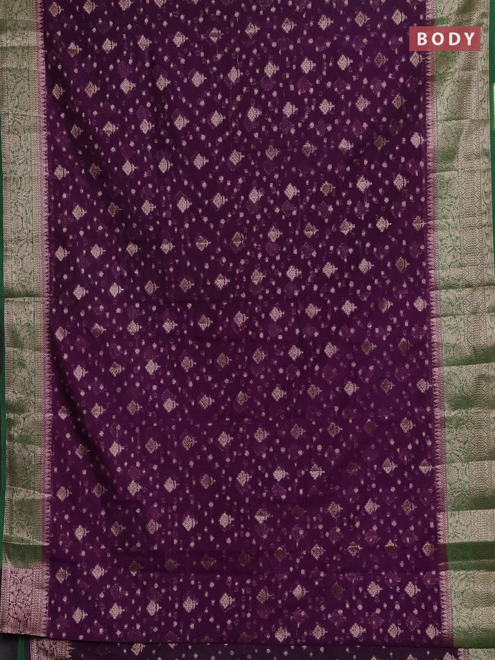 Violet & Green Semi Chiniya Silk Saree