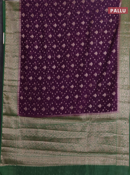 Violet & Green Semi Chiniya Silk Saree