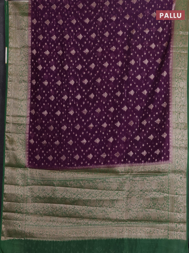 Violet & Green Semi Chiniya Silk Saree