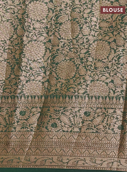 Red & Bottle Green Semi Chiniya Silk Saree
