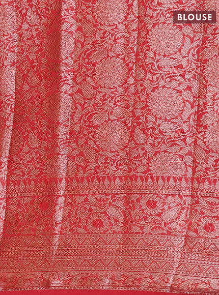 Green & Red Semi Chiniya Silk Saree