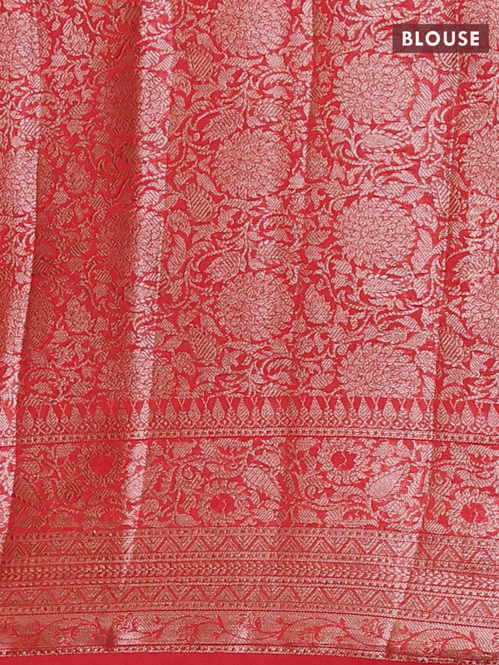 Green & Red Semi Chiniya Silk Saree